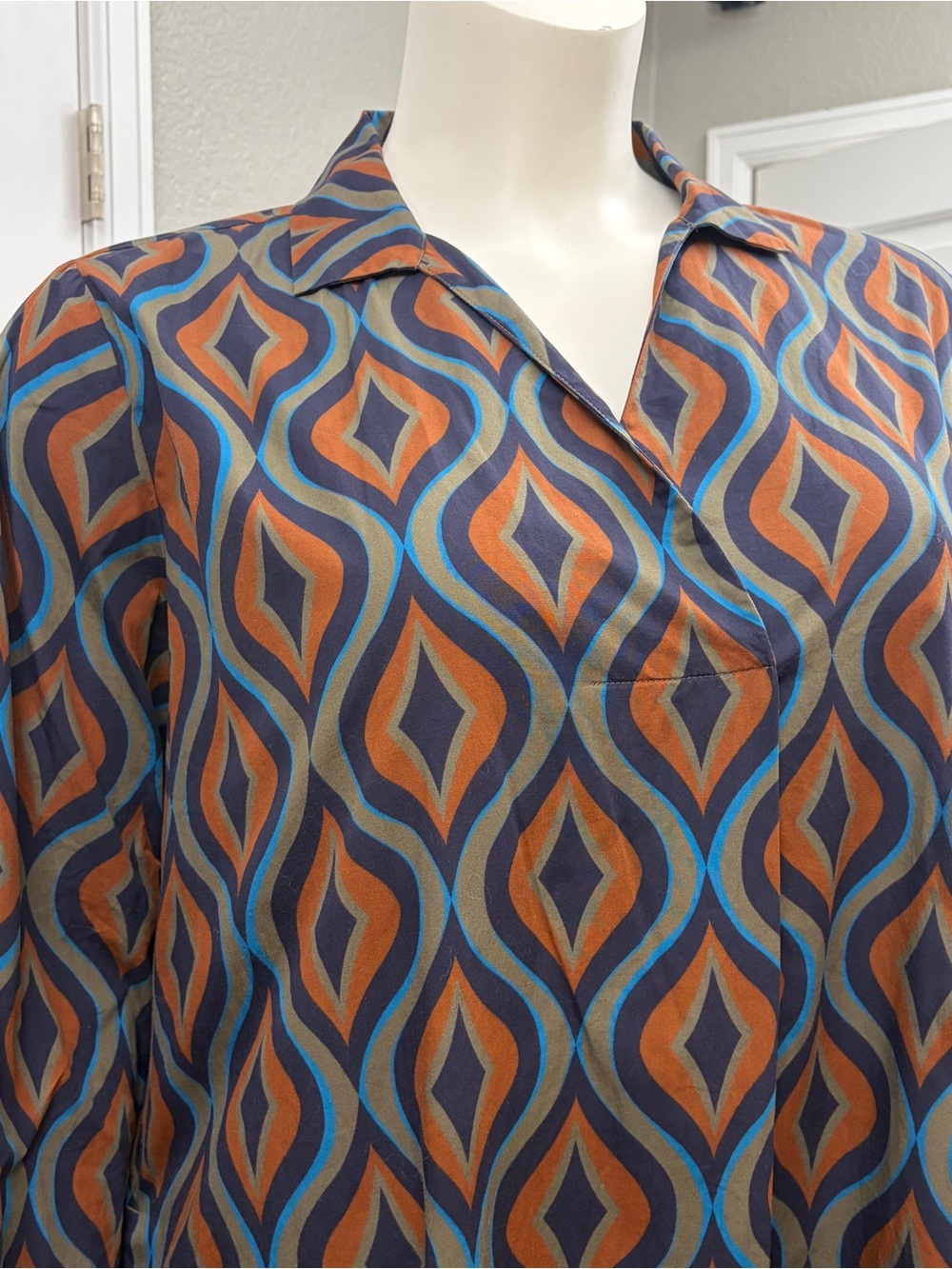 Marina Rinaldi 100% Cotton Geometric Midi Dress | US 22 | Italian Designer